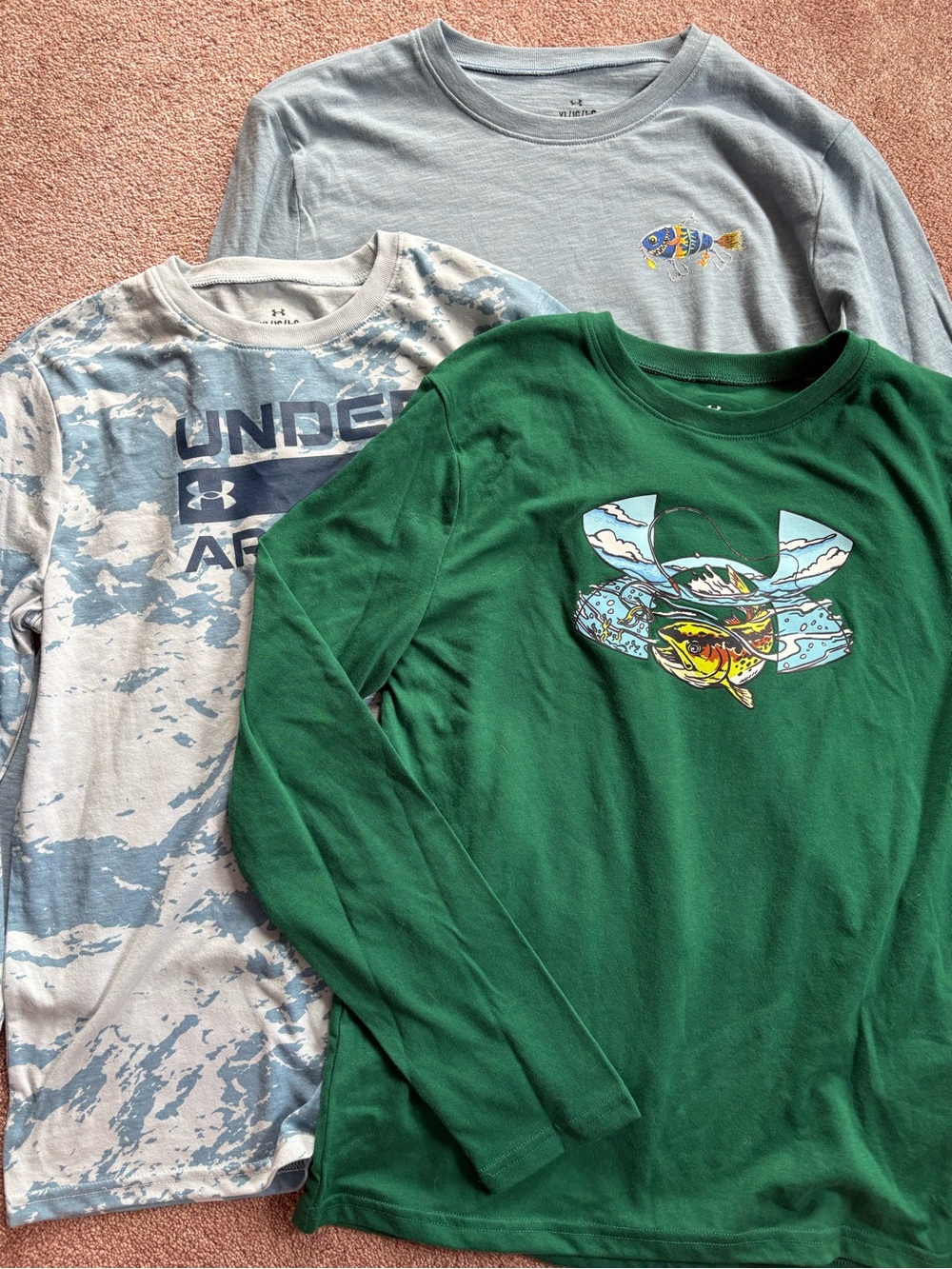Under Armour Kids Boys set lot of 3 long sleeve Tshirts size large NWT